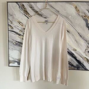 Worthington Soft Cream V-Neck old money &‎ classic Sweater neutral